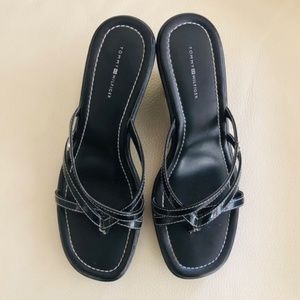 Tommy Hilfiger Black Wedge Sandal